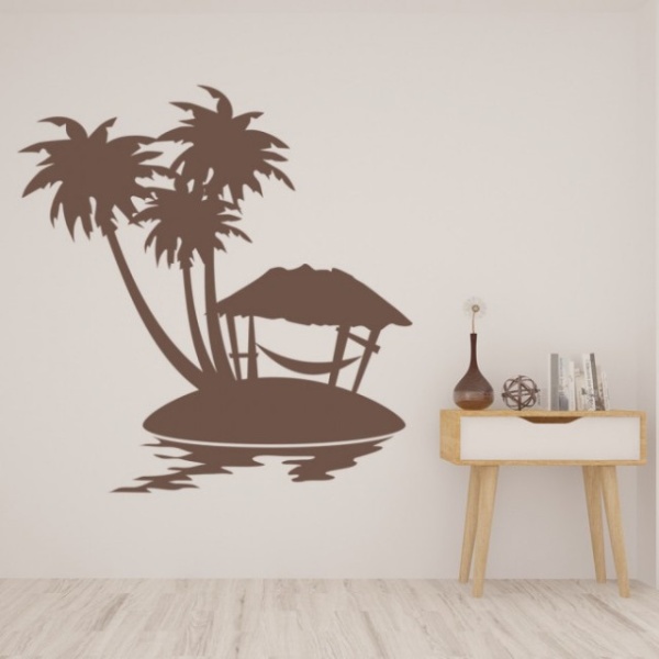 Sticker de Perete Palm Tree Scene Tropical Beach