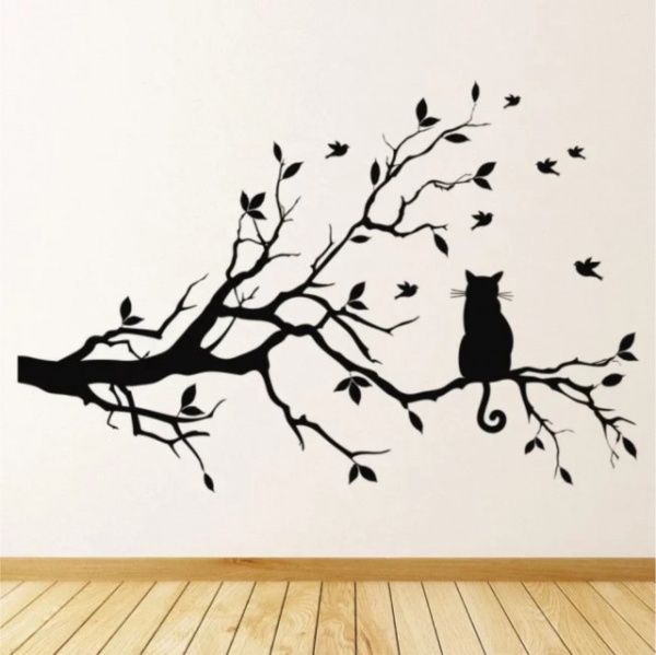 Sticker De Perete Tree Branch Cat