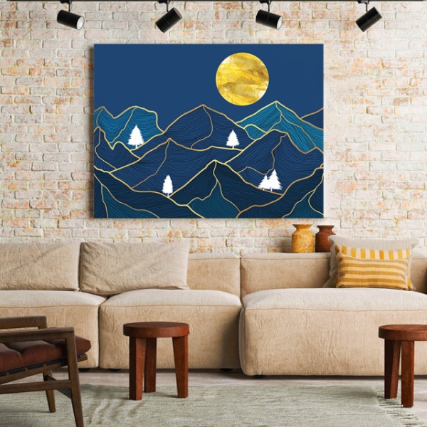 Tablou Canvas Golden Mountains And White Trees