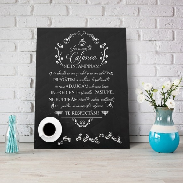 Tablou Canvas - In Aceasta Cafenea Negru