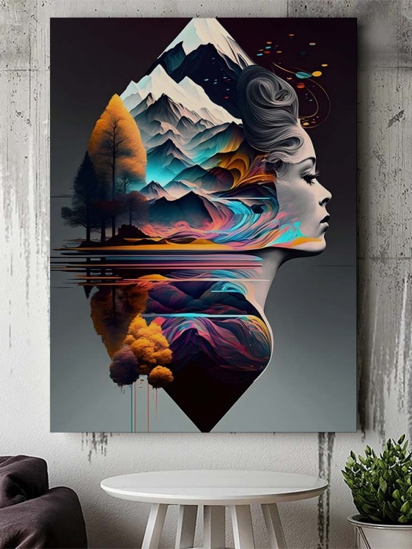 Tablou Canvas Modern Abstract - 3D Double exposure portrait