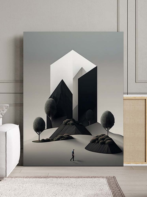 Tablou Canvas Modern Abstract - 3D Monolith and lanscape