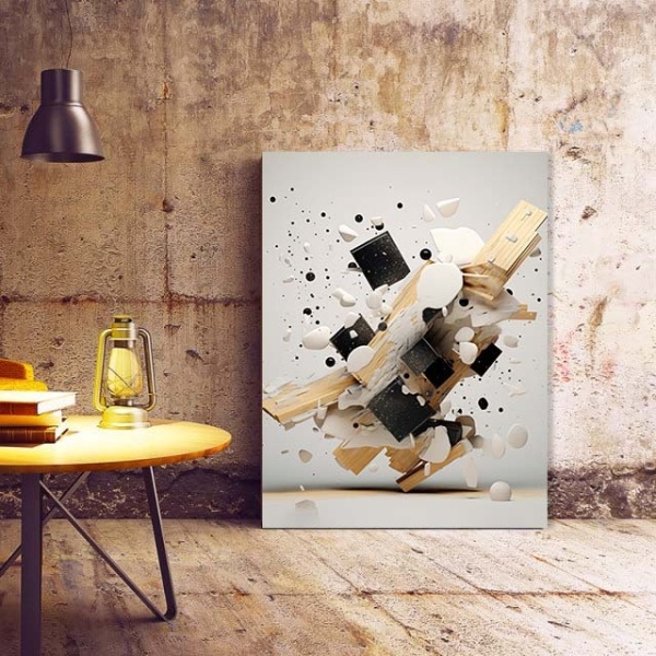 Tablou Canvas Modern Abstract - Abstract explosion with bricks