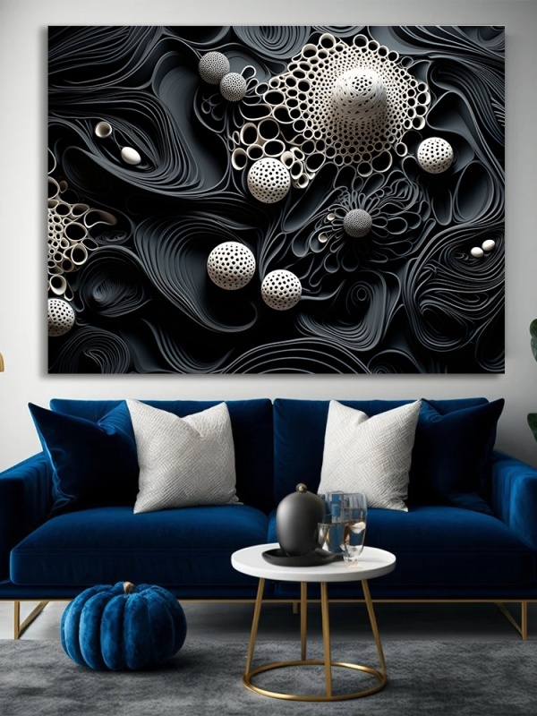 Tablou Canvas Modern Abstract - Black and white quilling