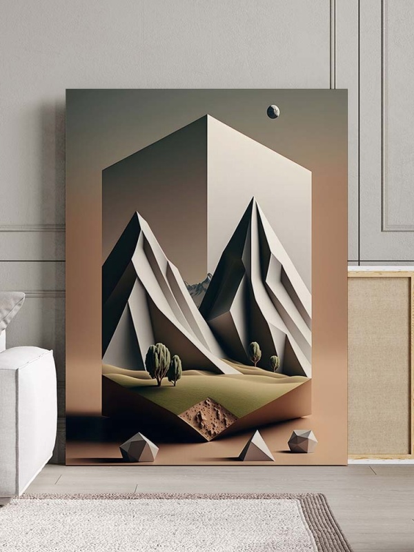 Tablou Canvas Modern Abstract - Peisaj abstract 3D cu un paralelipided