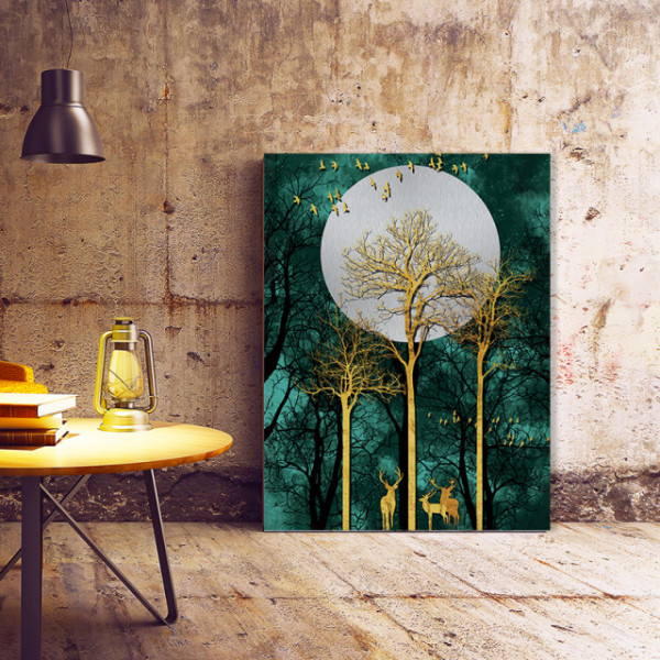 Tablou Canvas Moon Behind The Golden Trees