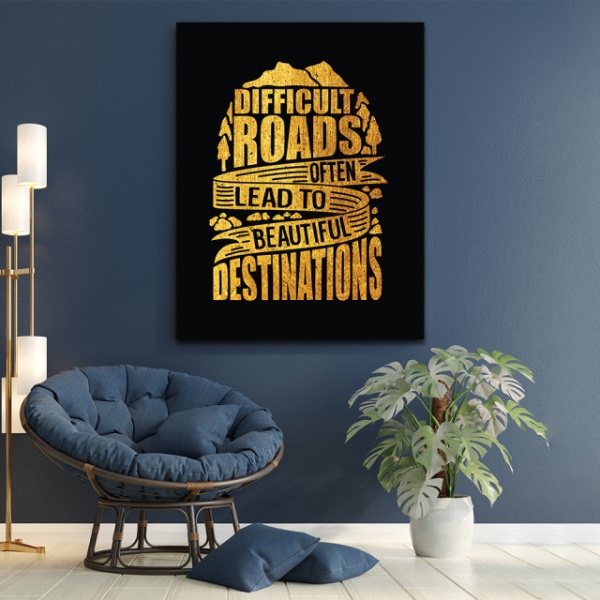 Tablou Motivational - Beautiful roads (golden landscape)