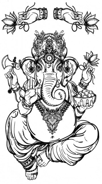 Tatuaj Temporar - Zeu Indian - Ganesha - 17x10cm