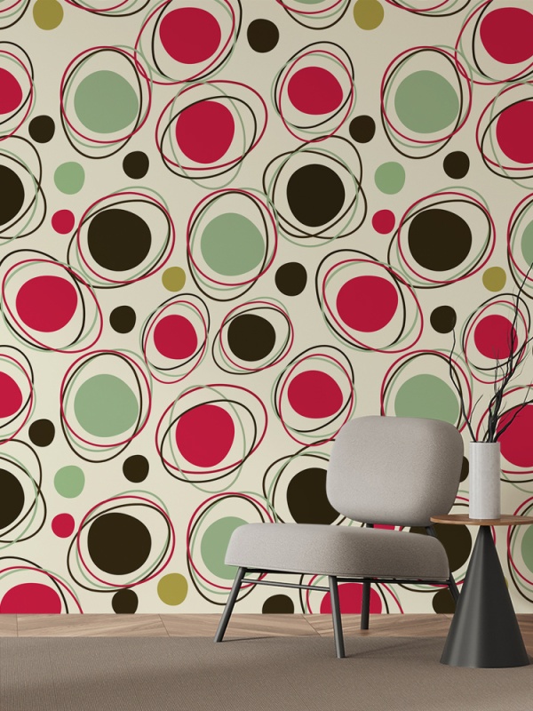 Fototapet Abstract - Retro Sketched Circles (Geometric 059)