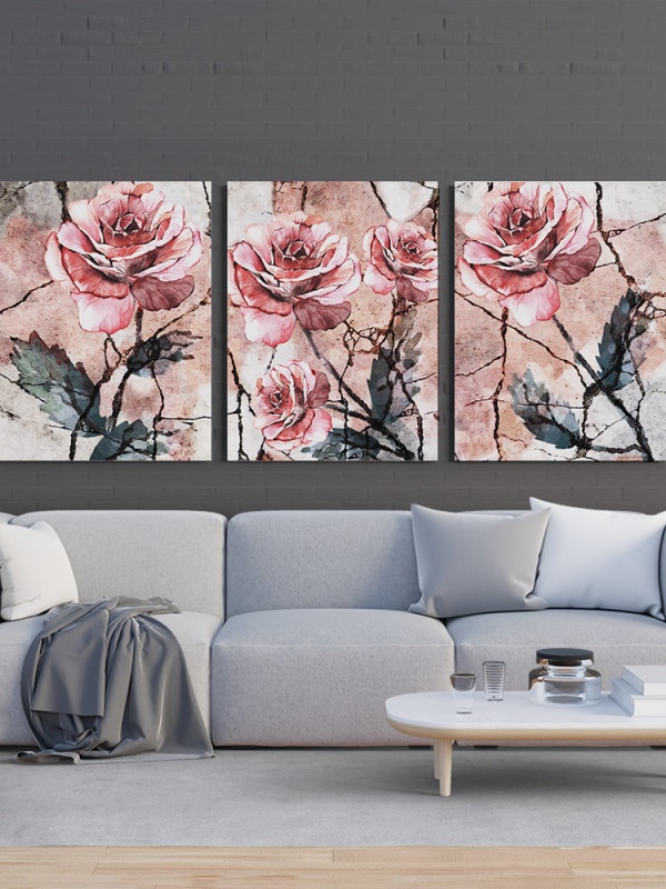 Set 3 Tablouri Canvas - Pink roses set