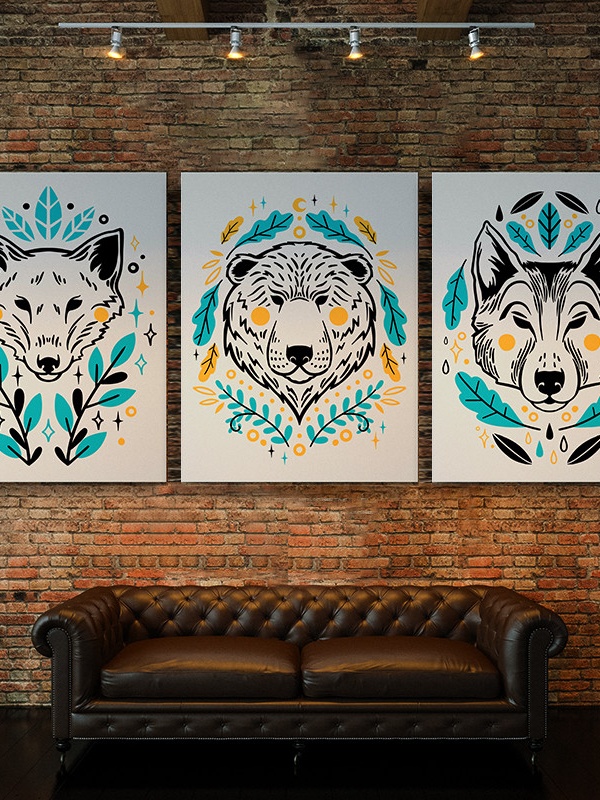 Set 3 Tablouri deco animale salbatice