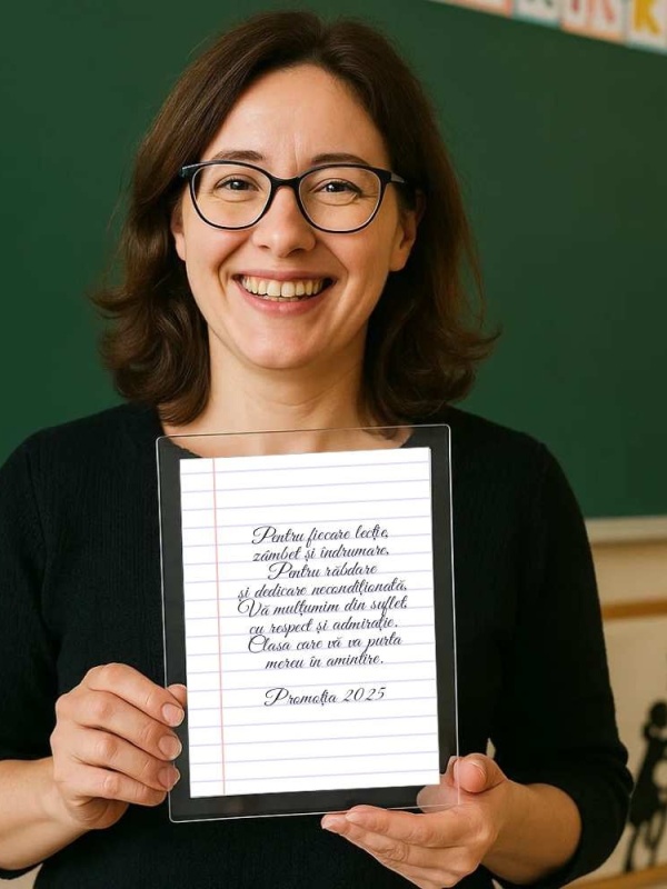 Set cadou profesor – Diplomă + opțiuni personalizare cu notes A5 alb și pix