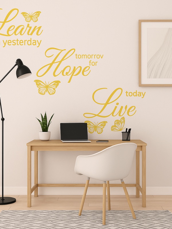 Sticker De Perete Text Si Fluturi