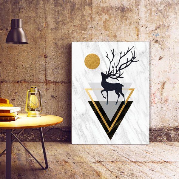 Tablou Canvas Deer And Abstract Shapes