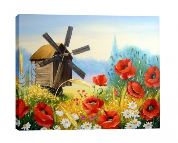 Tablou Canvas Efect Pictura Moara De Vant In Lan