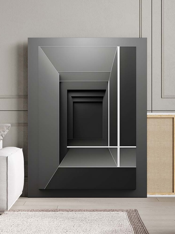 Tablou Canvas Modern Abstract - 3D doors on grey