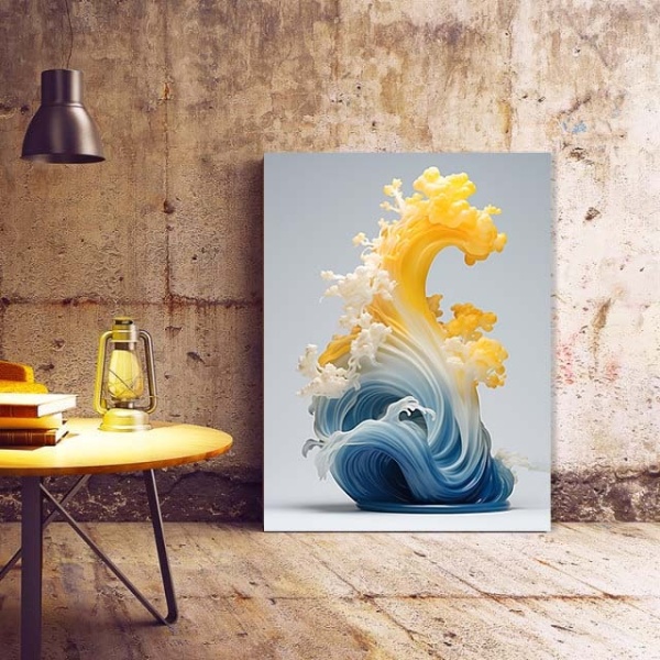 Tablou Canvas Modern Abstract - Blue and yellow spectacular foam