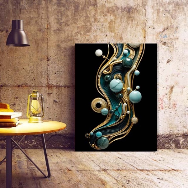 Tablou Canvas Modern Abstract - Marble and golden threads