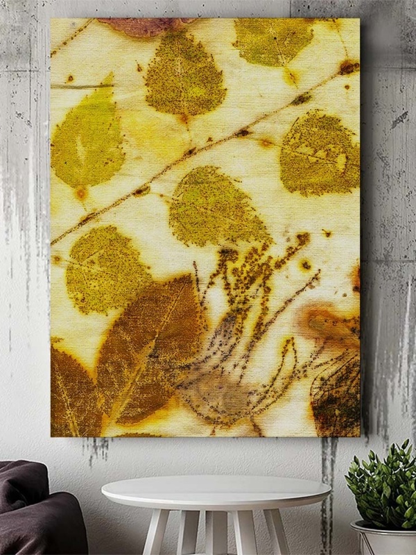 Tablou Canvas Modern Abstract - Urme de frunze pe panza