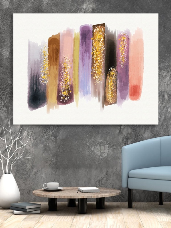 Tablou Canvas Modern Abstract - Watercolor strokes with glitter