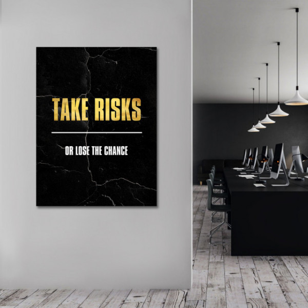 Tablou Motivational - Take risks (gold)