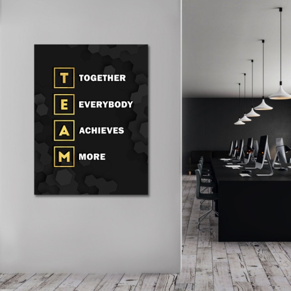 Tablou Motivational - Team (gold scrabble)