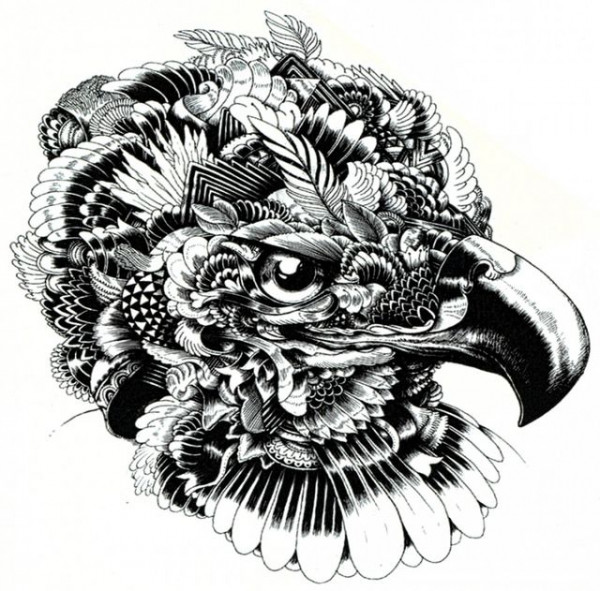 Tatuaj Temporar Artistic Cap De Vultur 24x22cm