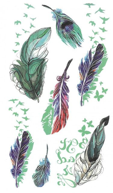Tatuaj Temporar -colorful Feathers- 10x17cm
