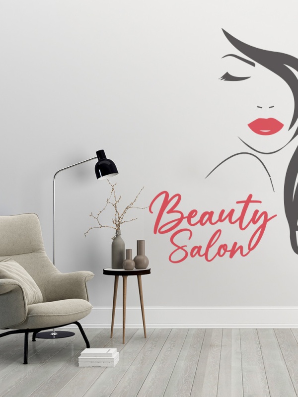 Beauty salon (lady with long hair and red lips)