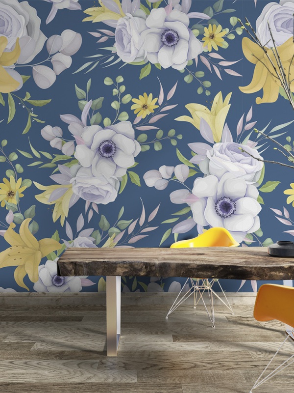 Fototapet - Wild white roses and lillies (FTD1000328)