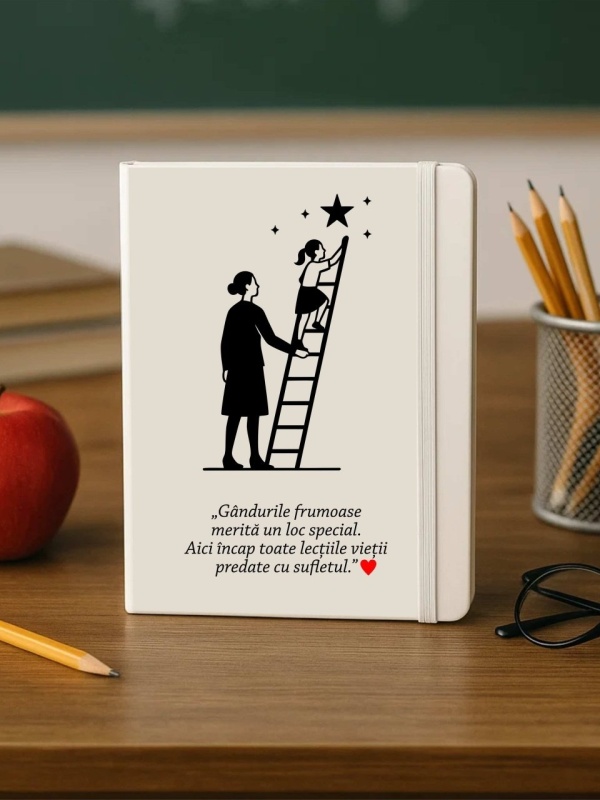 Set cadou invatatoare, profesor, diriginte – Notes A5 alb și pix
