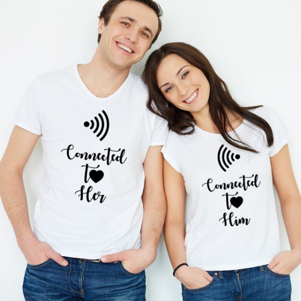 Set Imprimeu Tricouri - Connected to Her / Him