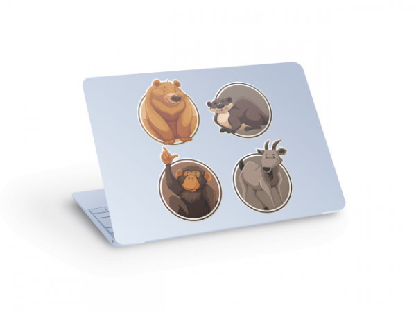 Sticker pentru Laptop - Urs Maimuta Castor Capra