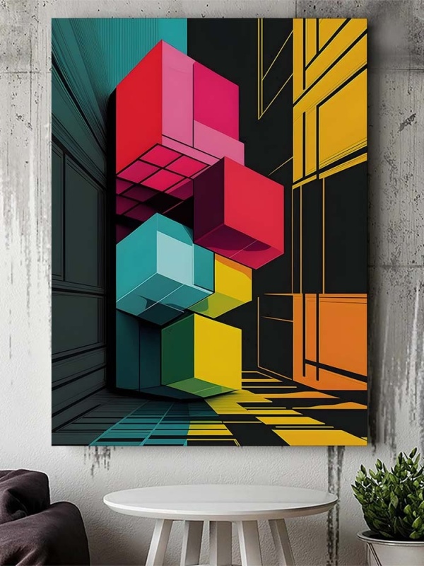 Tablou Canvas Modern Abstract - 3D Colorful cubes