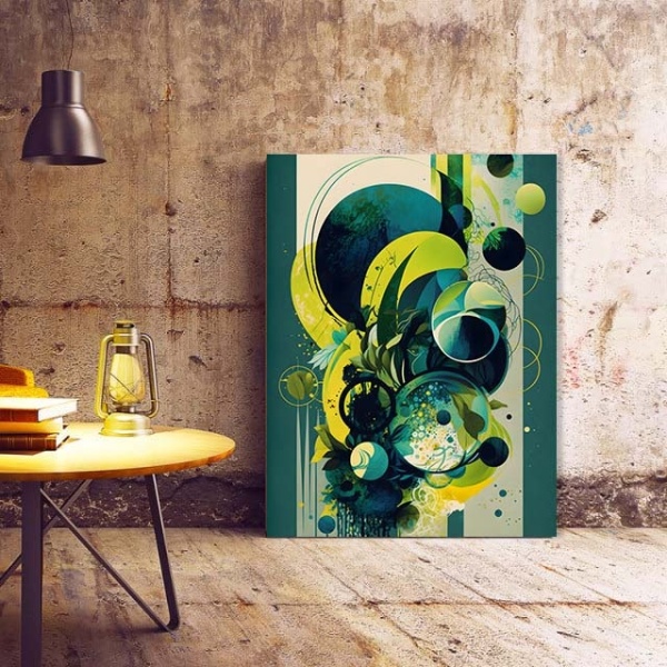 Tablou Canvas Modern Abstract - Abstract lime and green spheres