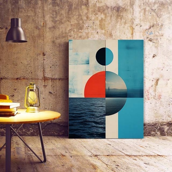 Tablou Canvas Modern Abstract - Abstract shapes and seascape