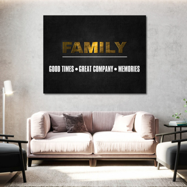 Tablou Motivational - Family (gold)