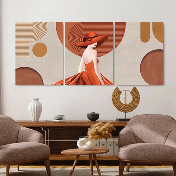 Set 3 Tablouri Canvas - Lady in red