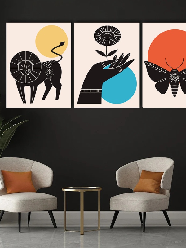 Set 3 Tablouri Canvas - Tribal minimal trio