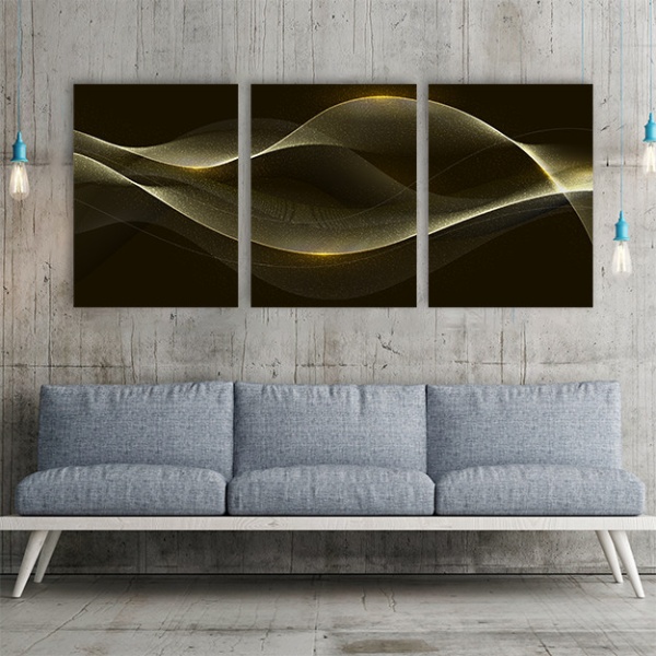 Set 3 Tablouri - Golden Waves