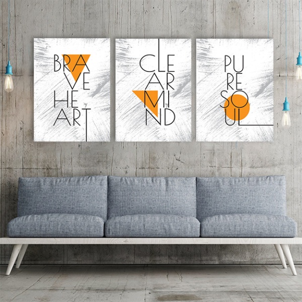 Set 3 Tablouri Motivationale - Brave Heart