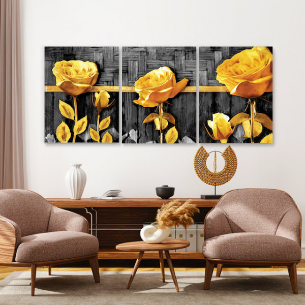 Set Tablouri Canvas - Golden Roses