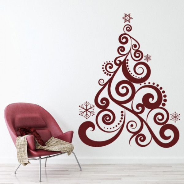 Sticker De Perete Swirl Christmas Tree Xmas