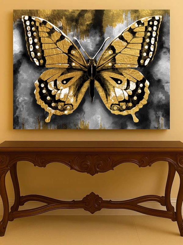 Tablou Canvas - Fluture in nunate aurii