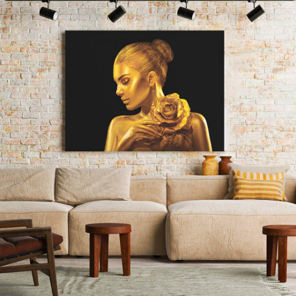 Tablou Canvas Golden Lady With Rose