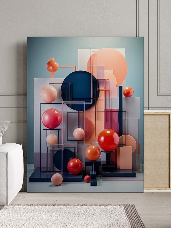 Tablou Canvas Modern Abstract - Colorful spheres in shelves