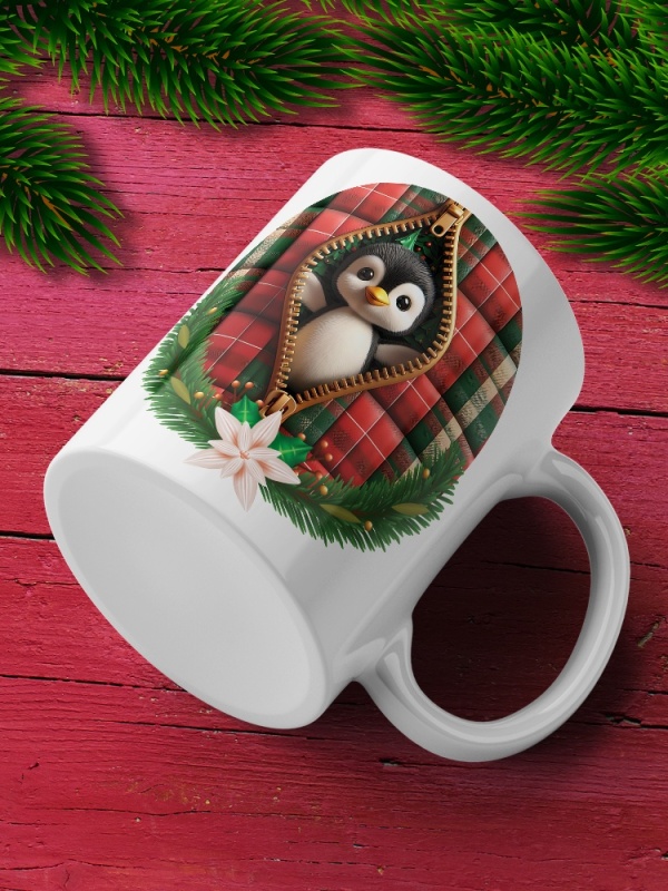 Cana De Craciun - Tiny Penguin in a Pocket (mesaj personalizat)