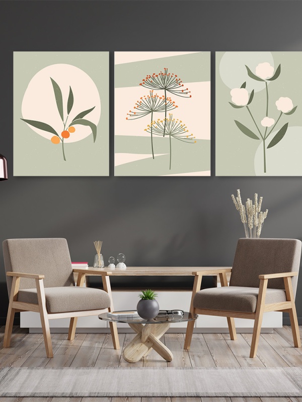 Set 3 Tablouri Sketched plants