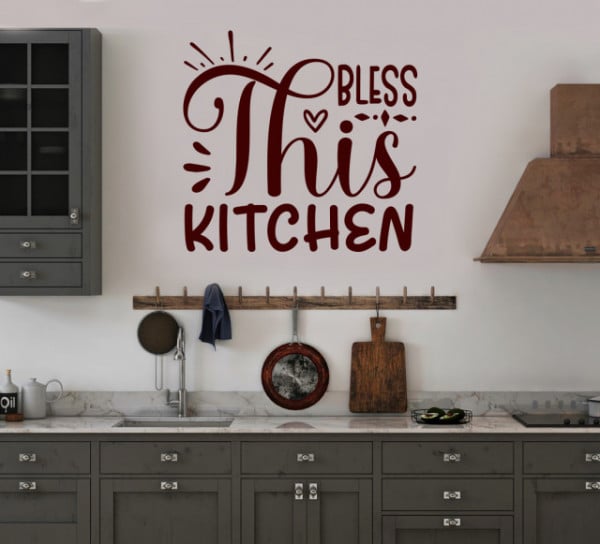 Sticker Bucatarie - Bless this kitchen (calligraphic)