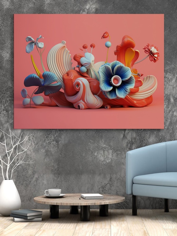 Tablou Canvas Modern Abstract - 3D Clay flowers